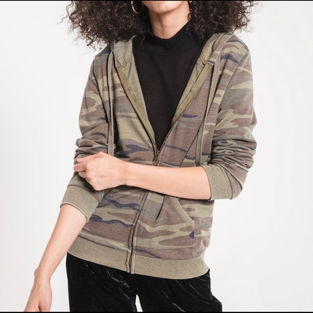 Z Supply Camo Zip Hoodie